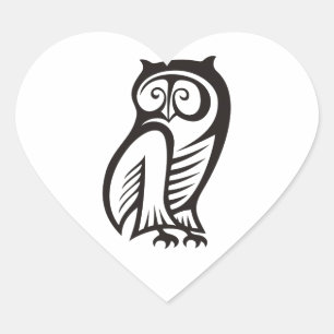 Sticker Cœur Symbole hibou noir