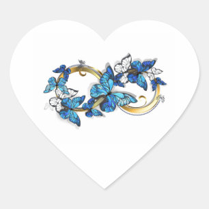 Sticker Cœur Symbole infini de papillons Morpho bleus