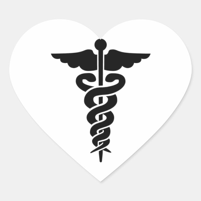 Sticker Cœur Symbole Médicale Caduceus (Devant)