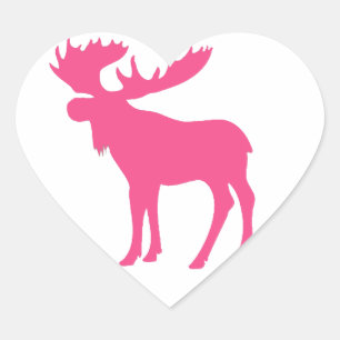 Sticker Cœur Symbole rose simple d'orignaux