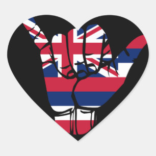 Sticker Cœur Symbole shaka du drapeau hawaïen