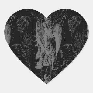 Sticker Cœur Symbole Virgo Constellation Hevelius Décor noir