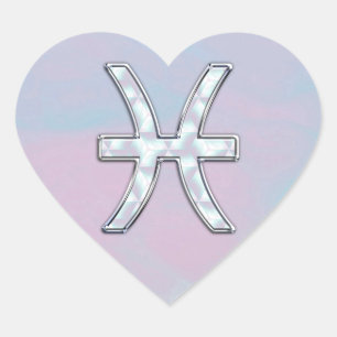 Sticker Cœur Symbole ziodac Pisces Mère de décoration Pearl