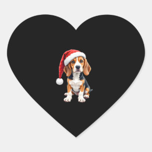 Sticker Cœur T-shirt Beagle à manches longues pour chien de Noë