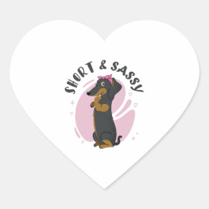 Sticker Cœur T-shirt classique court et sassy Dachshund (1)