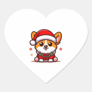 Sticker Cœur T-shirt classique de Noël Corgi