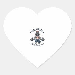 Sticker Cœur T-shirt de musculation de Raton Laveur Patriotique