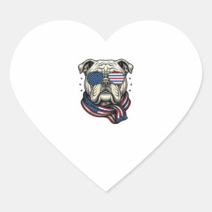 Sticker Cœur T-shirt design de gravure vintage bulldog patrioti