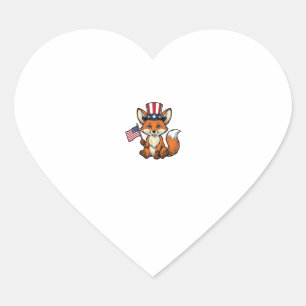 Sticker Cœur T-shirt design de gravure vintage renard patriotiq