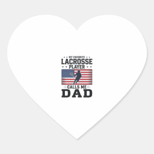 Sticker Cœur T-shirt drôle de papa de lacrosse drapeau américai