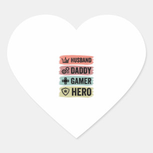 Sticker Cœur T-Shirt Géométrique Vintage Mari Papa Joueur Héros