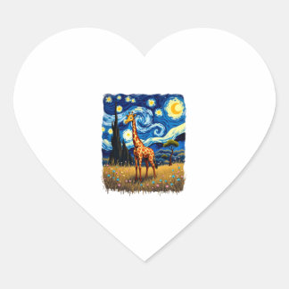 Sticker Cœur T-shirt girafe mignon Afrique - Nuit étoilée