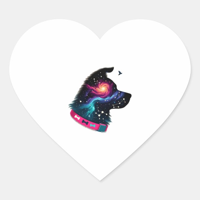 Sticker Cœur T-shirt graphique Galactic Pup (Devant)