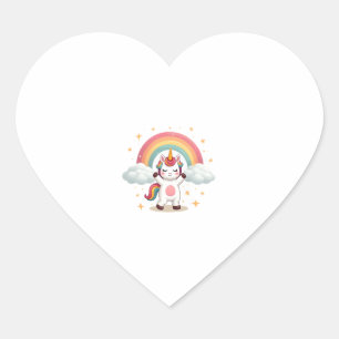 Sticker Cœur T Shirt Licorne Dabant - Danse Dab Drôle Arc-en-ci