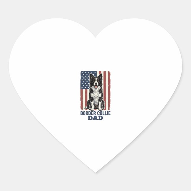 Sticker Cœur T-shirt pour chien vintage patriotique papa Border (Devant)