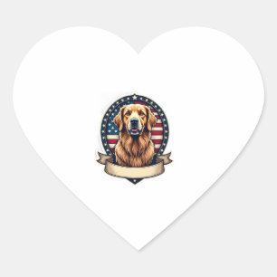 Sticker Cœur T-shirt vintage emblème retriever doré patriotique