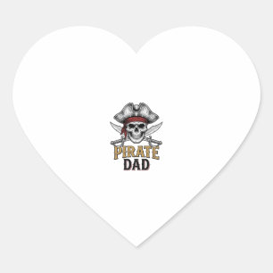 Sticker Cœur T-shirt vintage gravure crâne épée Papa Pirate_1