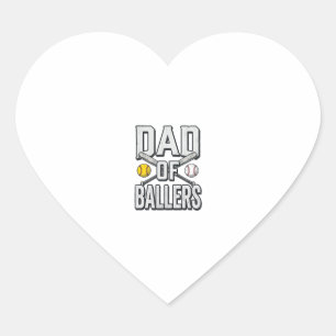 Sticker Cœur T-shirt vintage pour papa de softball et baseball