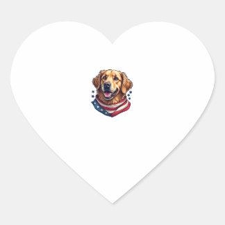 Sticker Cœur T-Shirt Vintage Retriever Golden Star Américain
