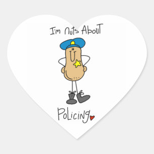 Sticker Cœur T-shirts et Cadeaux Fous de Police
