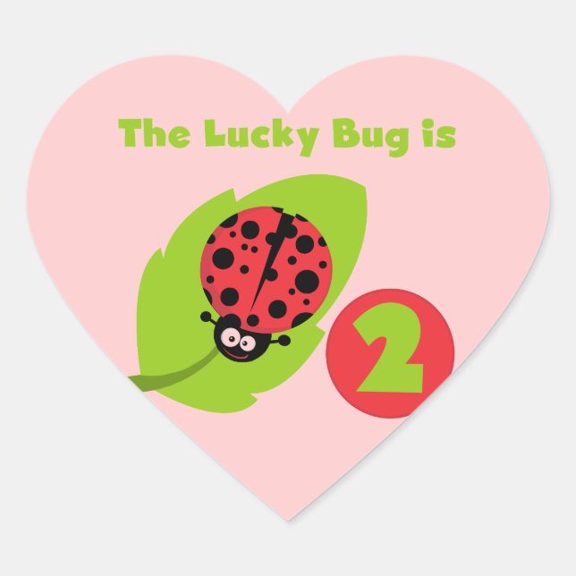 Sticker Cœur T-shirts et cadeaux Lucky Bug 2e anniversaire (Devant)