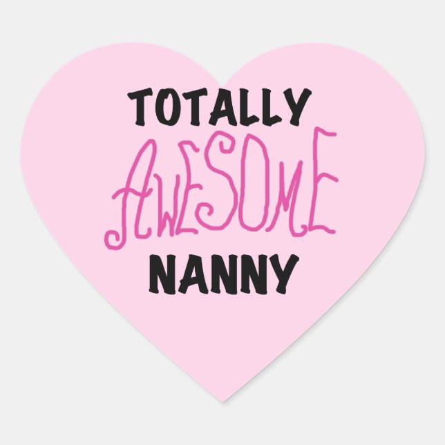 Sticker Cœur T-shirts et cadeaux rose Nanny absolument géniaux (Devant)