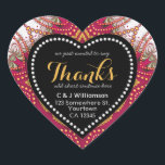 Sticker Cœur Tapisserie Red White Chalkboard Merci Heart Sticke<br><div class="desc">Merci autocollants personnalisables en forme de coeur : dentelle fractale en rouge, or et blanc avec le mot "Merci" en police d'écriture pour personnaliser les messages. Bonne façon visuelle de dire Merci pour les mariages, fiançailles, anniversaire & réunions, et événements spéciaux - ou customisez-le pour convenir exactement comment vous voulez...</div>