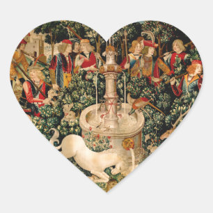 Sticker Cœur Tapisseries Unicorne Trouvé Légende Mythique