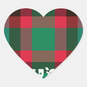 Sticker Cœur Tartan Écossais Royal à Carreaux avec Texte
