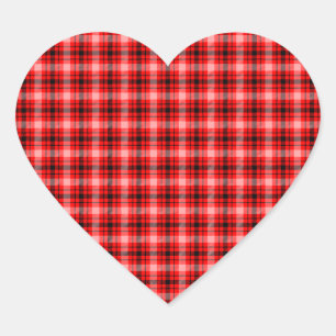 Sticker Cœur Tartan noir rouge À damiers Motif plaid-24899