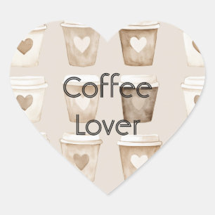 Sticker Cœur Tasses cœur café crème  