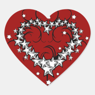 Sticker Cœur tattoos_008(1) BLACK WHITE RED LOVE HEART TATTOO