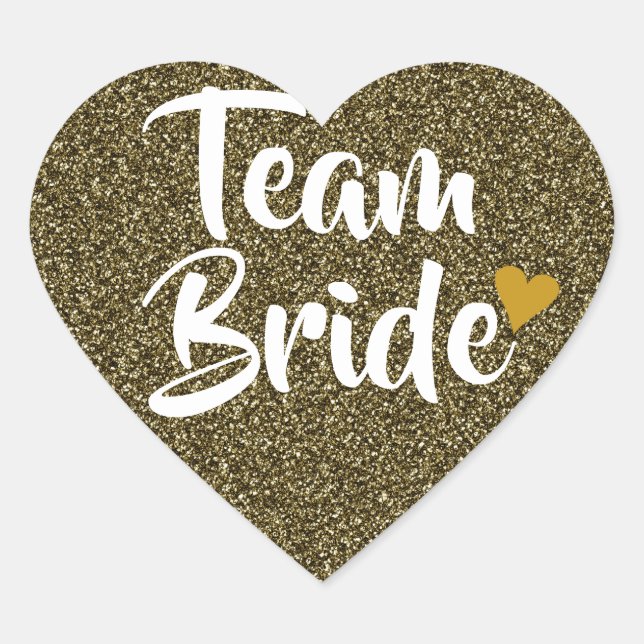 Sticker Cœur Team Bride Gold Heart Parties scintillant (Devant)