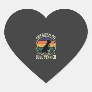 Sticker Cœur Teckkel Pit Bull Américain Vintage Sunset Rope