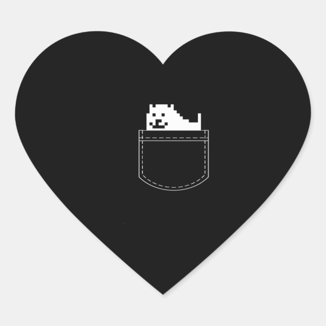 Sticker Cœur Tee de poche de chien sous-jacente (Devant)