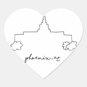 Sticker Cœur temple de phoenix arizona croquis simple moderne