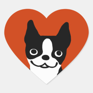 Sticker Cœur Terrier de Boston - Chien Mignon