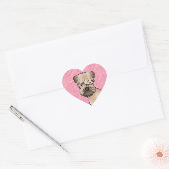 Sticker Cœur Tête de Terrier Irlandais à poil doux sur coeurs r (Enveloppe)