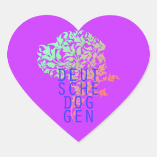 Sticker Cœur Têtes de feuilles de Dogue Allemand