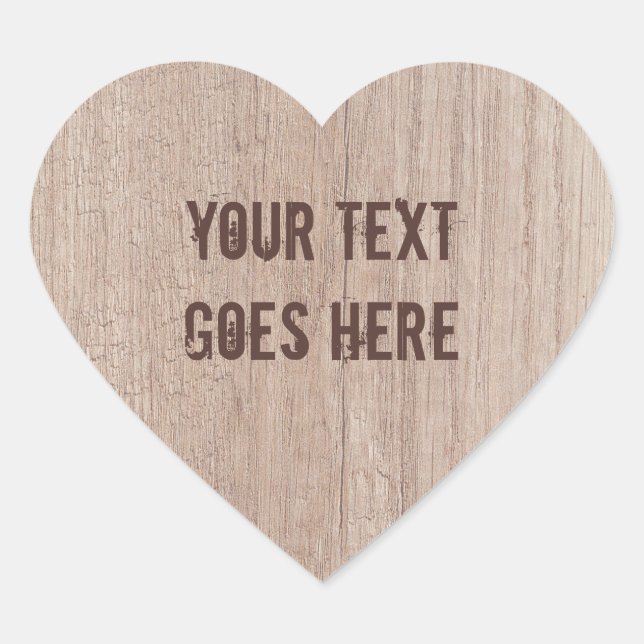 Sticker Cœur Texte Brown Bois  Apparence élégante (Devant)