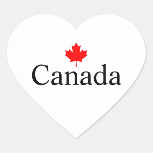 Sticker Cœur Texte canadien personnalisé avec feuille d'érable 