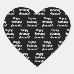 Sticker Cœur Texte personnalisable Joyeux Anniversaire Noir &