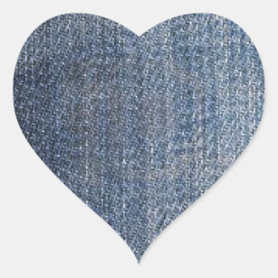 Sticker Cœur texture bleue de tissu de jeans de denim
