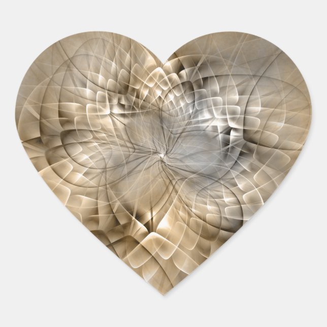 Sticker Cœur Texture d'art fractal moderne abstrait tons de ter (Devant)