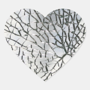Sticker Cœur Texture de verre brisée