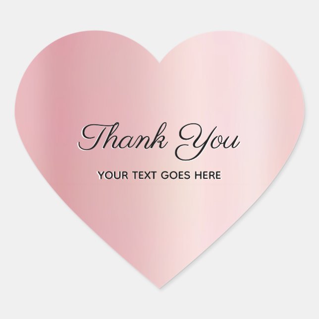 Sticker Cœur Thank You Custom Text Luxury Elegant Rose Gold (Devant)