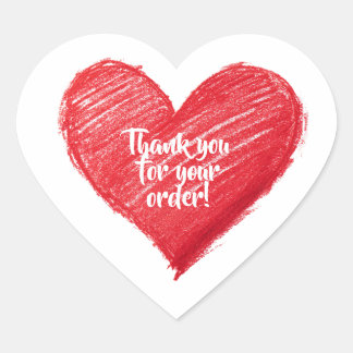 Sticker Cœur Thank You For Your Order, Custom Heart in Heart
