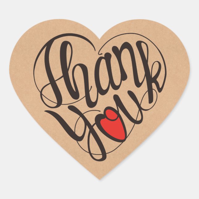 Sticker Cœur Thank you & heart in 17 langs as heart shapes (Devant)
