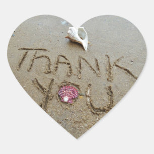 Sticker Cœur Thank you in the sand shells & beach