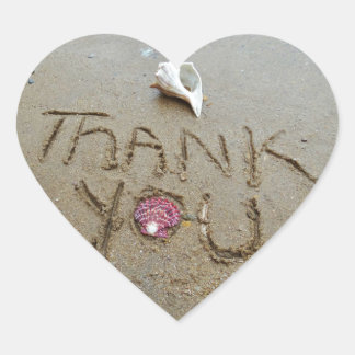 Sticker Cœur Thank you in the sand shells & beach